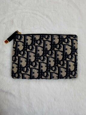 CHRISTIAN DIOR Oblique Zipped Card Holder Blue